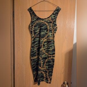 Green and Gold Chain Dress
